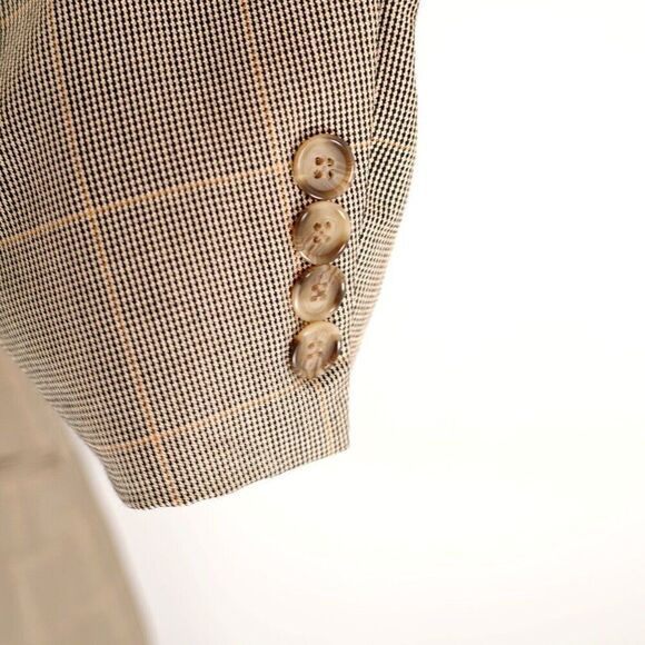 Brooks Brothers 346 Silk Wool 42R Tan Check W/ Yellow Windowpane Sport Coat 2 Bu - Picture 3 of 13